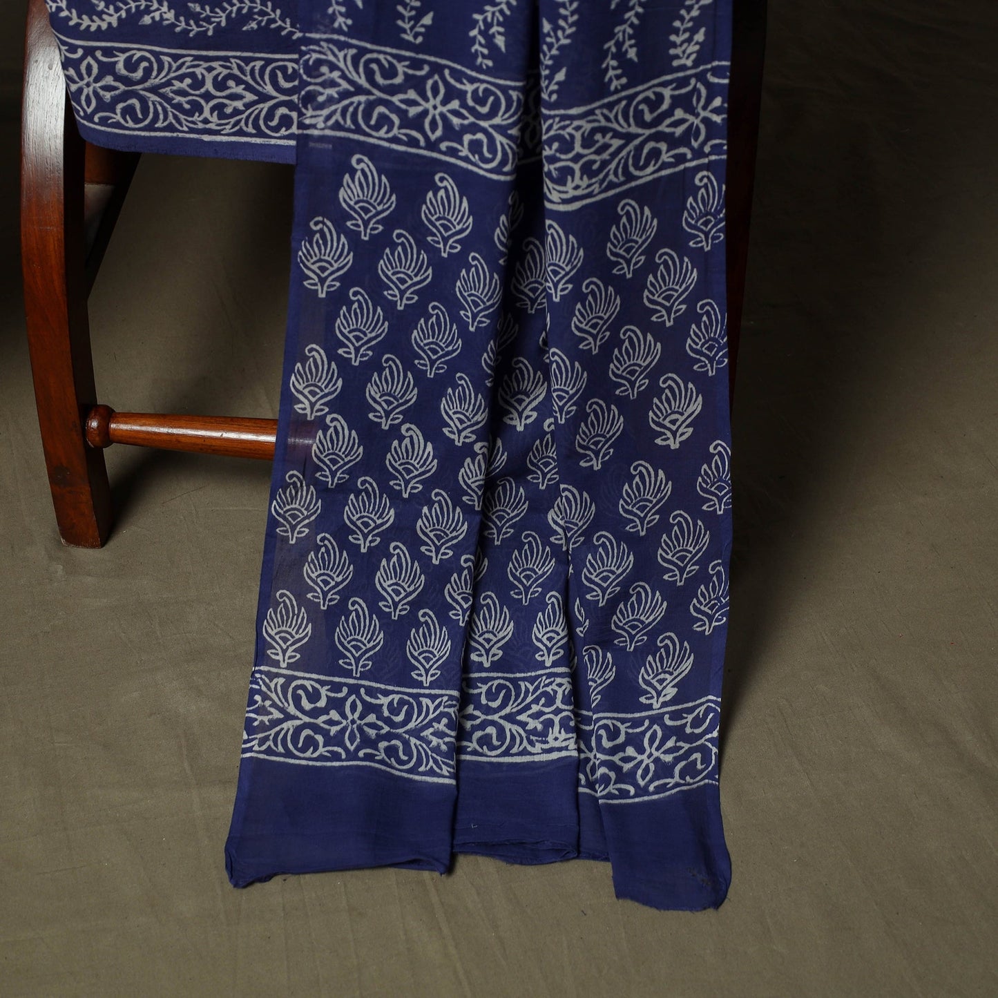 Hand block jaipur print cotton 3pc unstitched dress