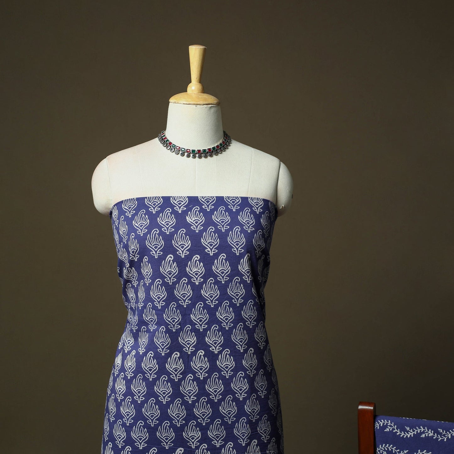 Hand block jaipur print cotton 3pc unstitched dress