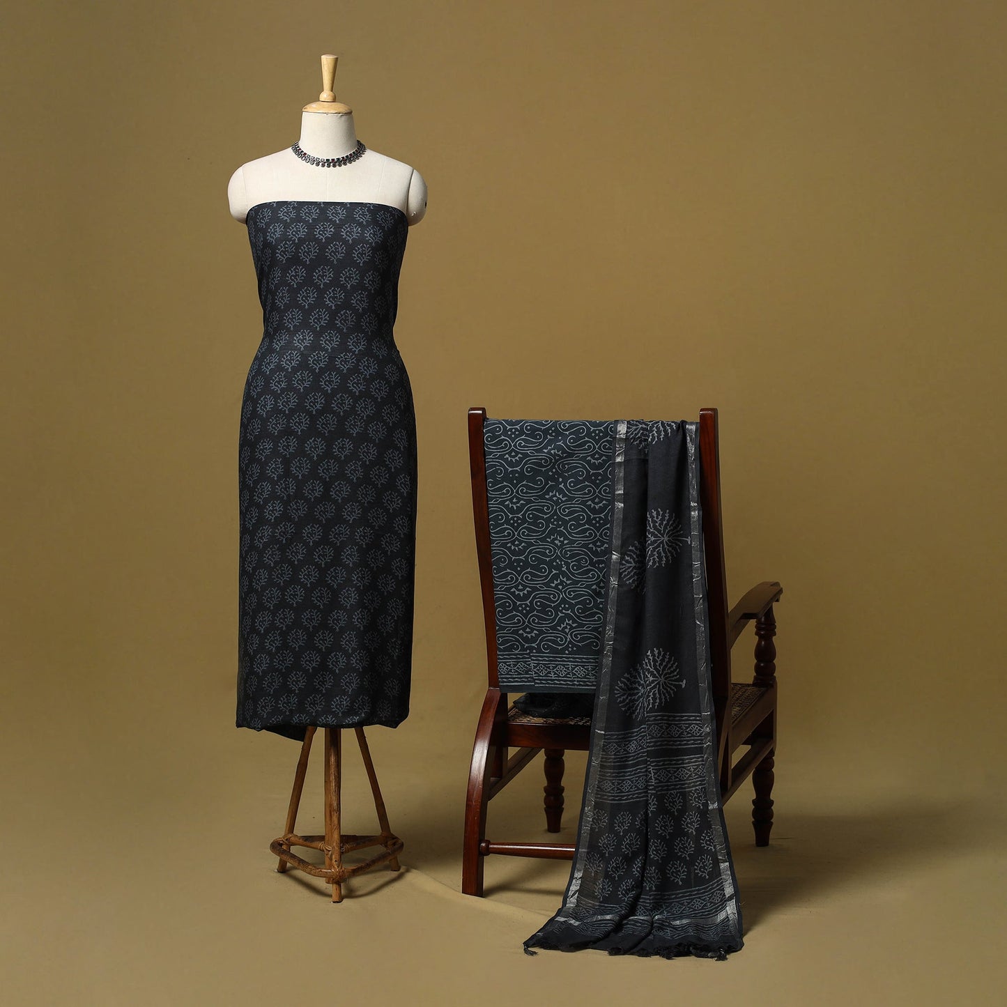 Hand jaipur linen 3pc unstitched dress material 23