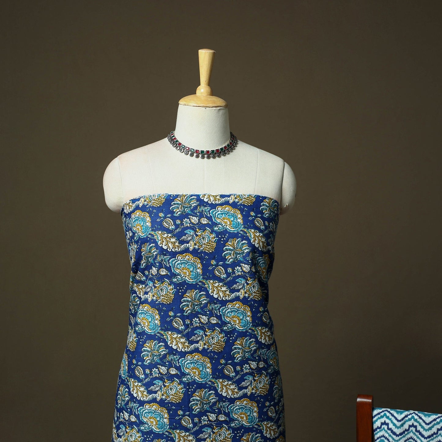 Hand block print cotton sanganeri 3pc unstitched dress