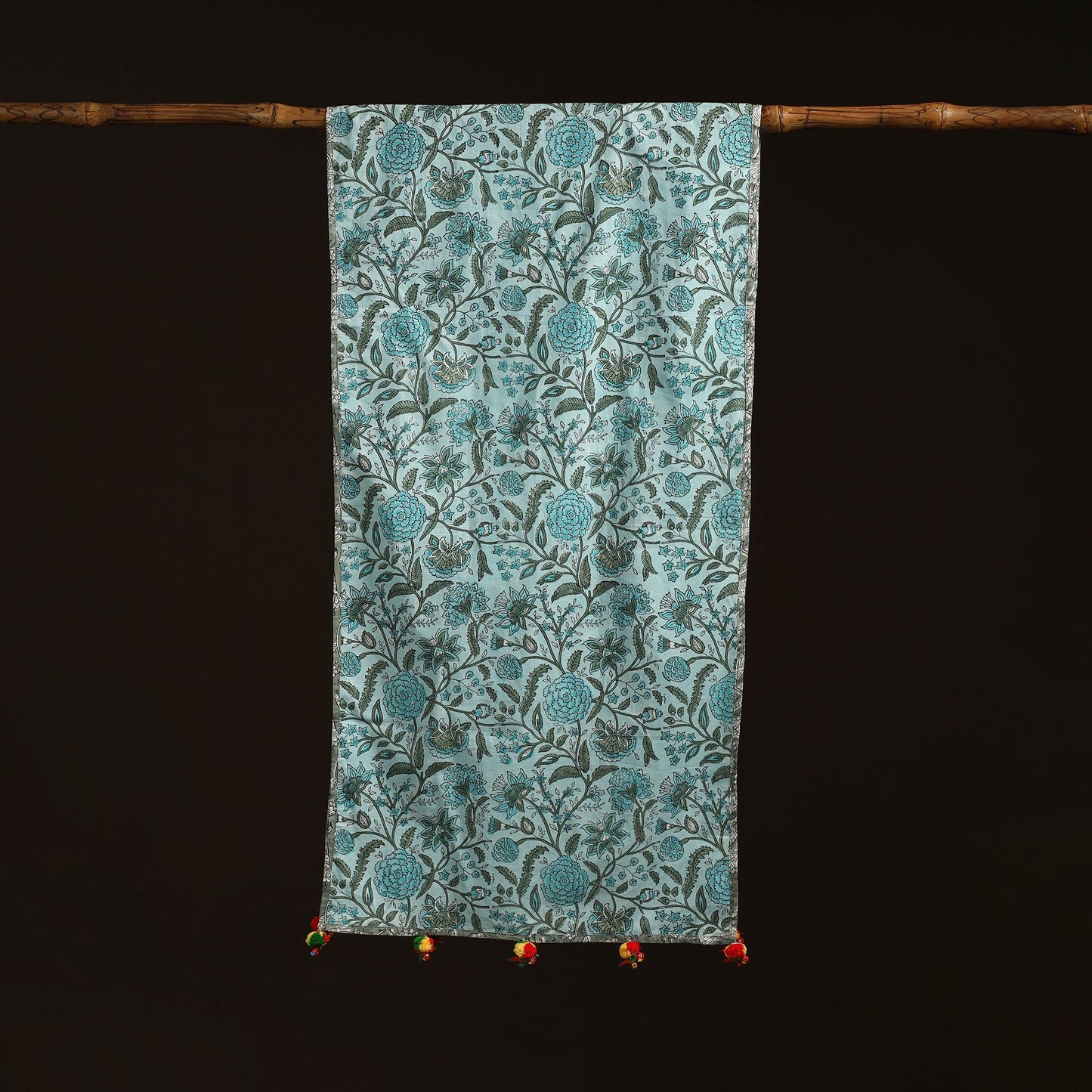 Hand cotton sanganeri stole 08 - handcrafted