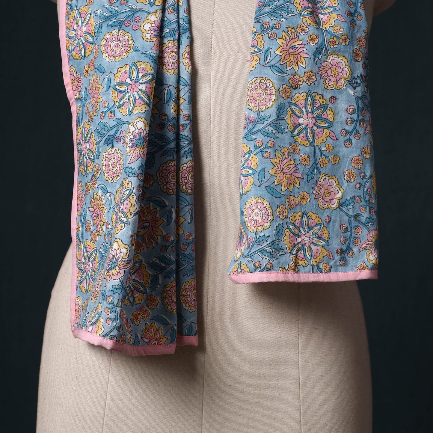 Hand block print cotton sanganeri stole 17 - handcrafted