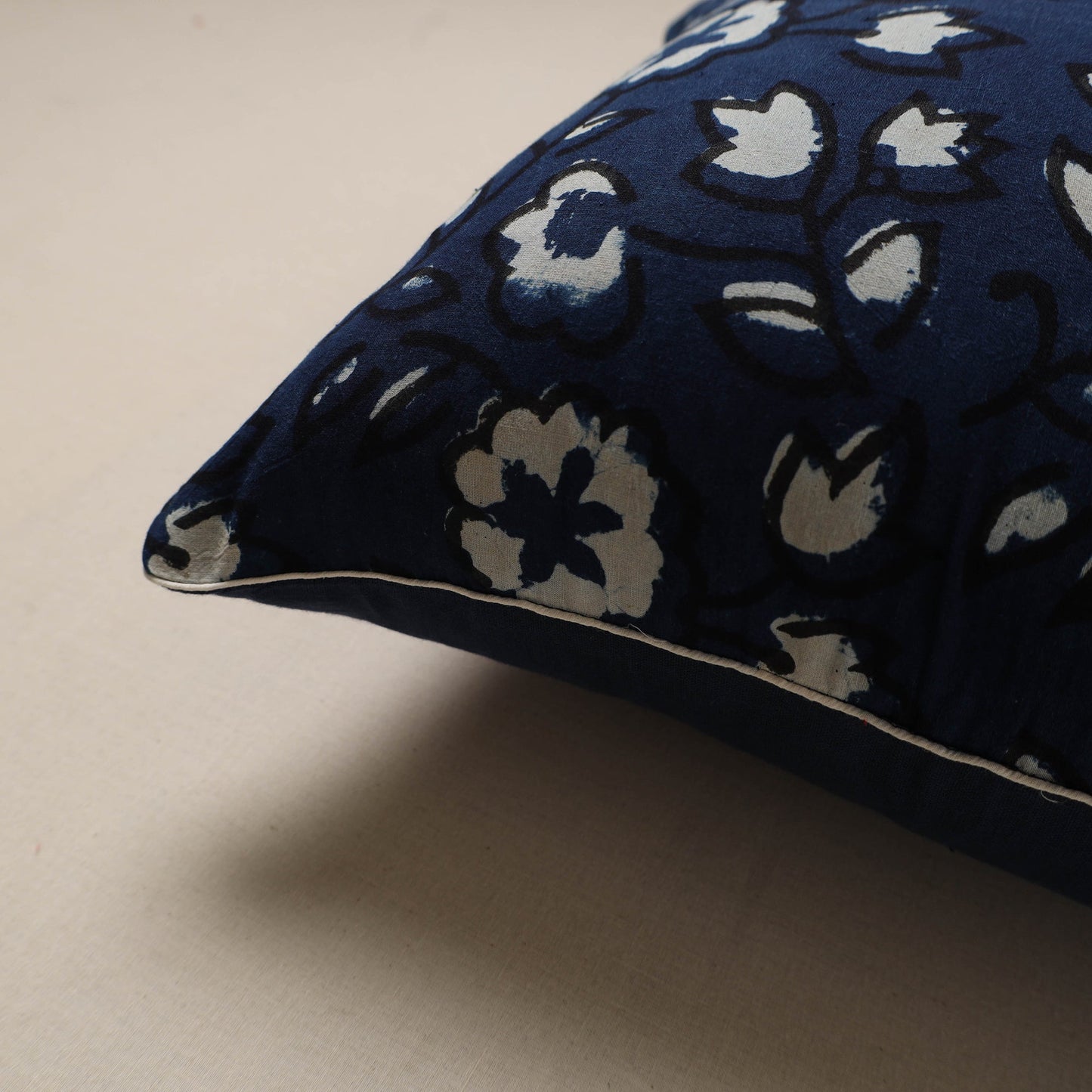 Hand indigo bagru cushion cover 56 - handcrafted