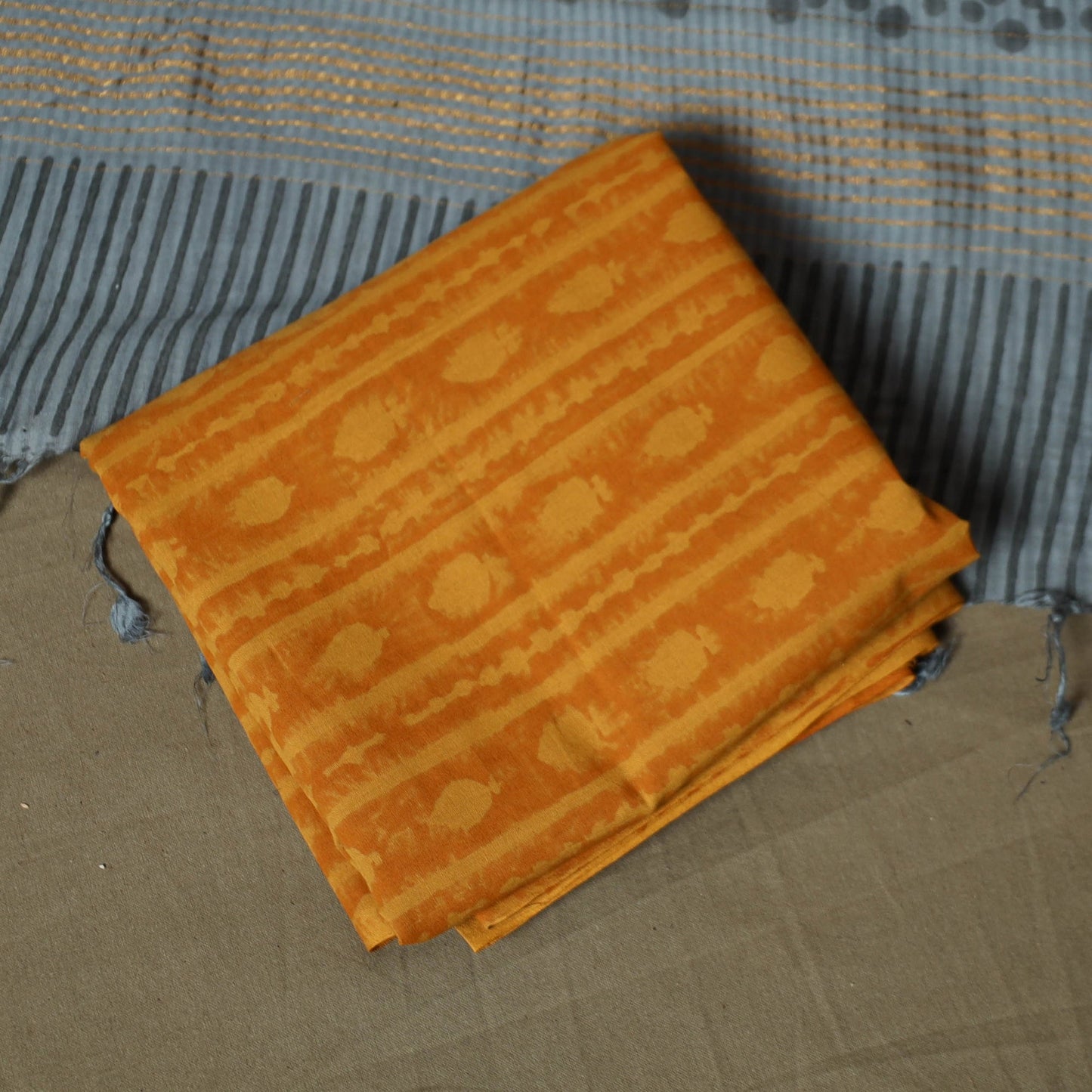 Hand block print mangalagiri cotton 3pc unstitched dress
