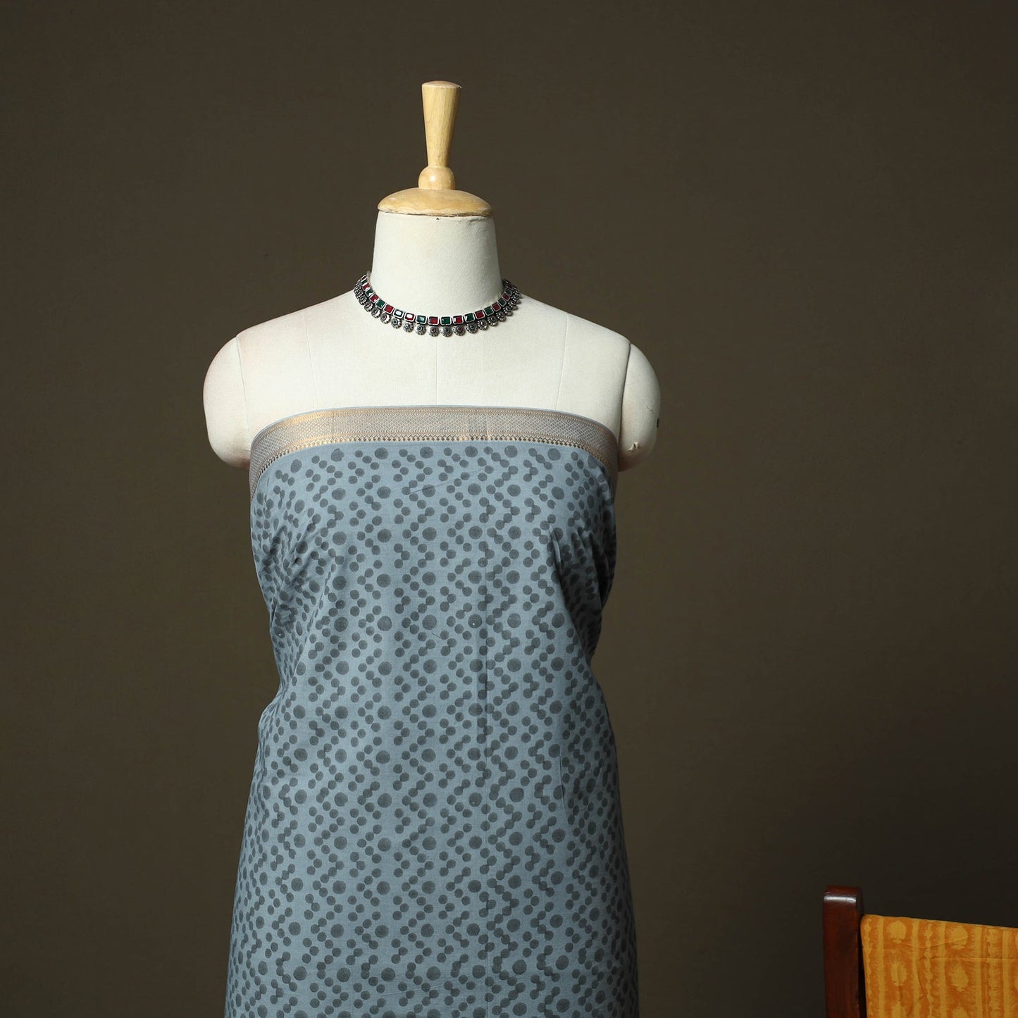 Hand block print mangalagiri cotton 3pc unstitched dress