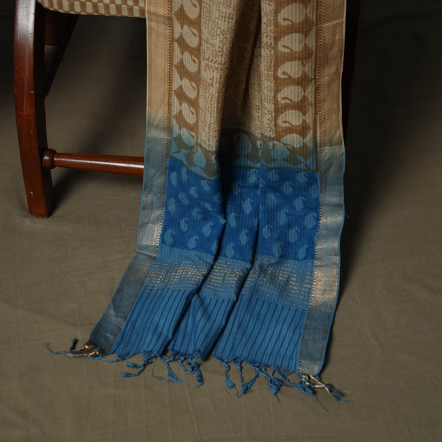 Hand block print mangalagiri cotton 3pc unstitched dress