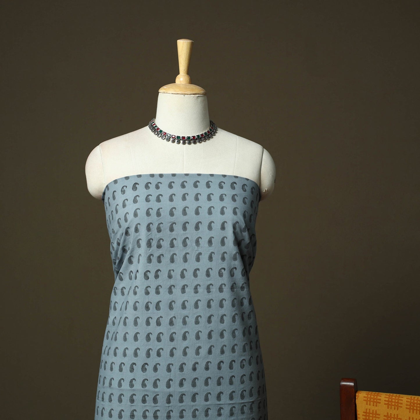 Hand block print mangalagiri cotton 3pc unstitched dress