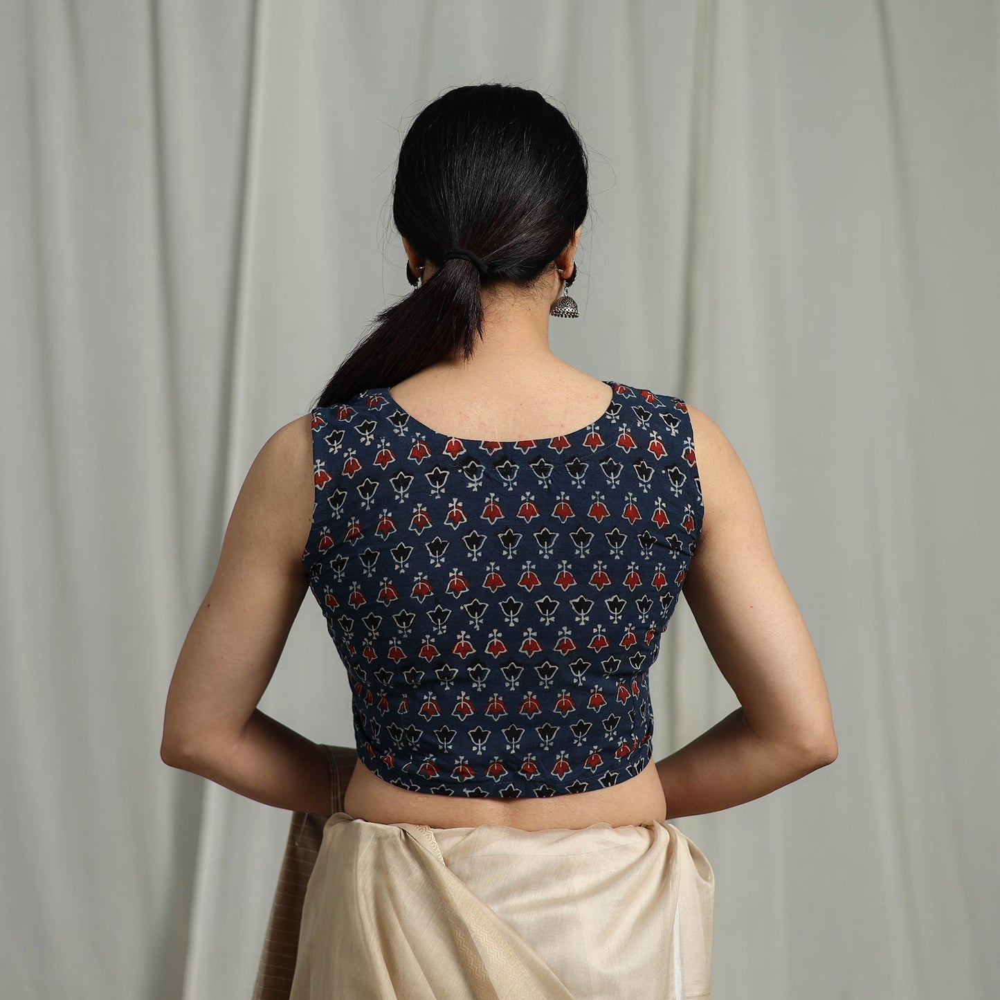 Hand natural dyed cotton readymade blouse 14 - handcrafted