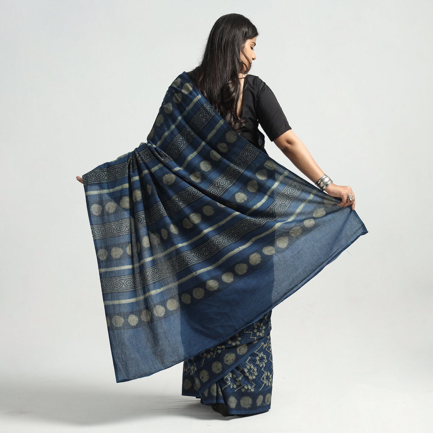 Akola Hand Block Printed Cotton Saree