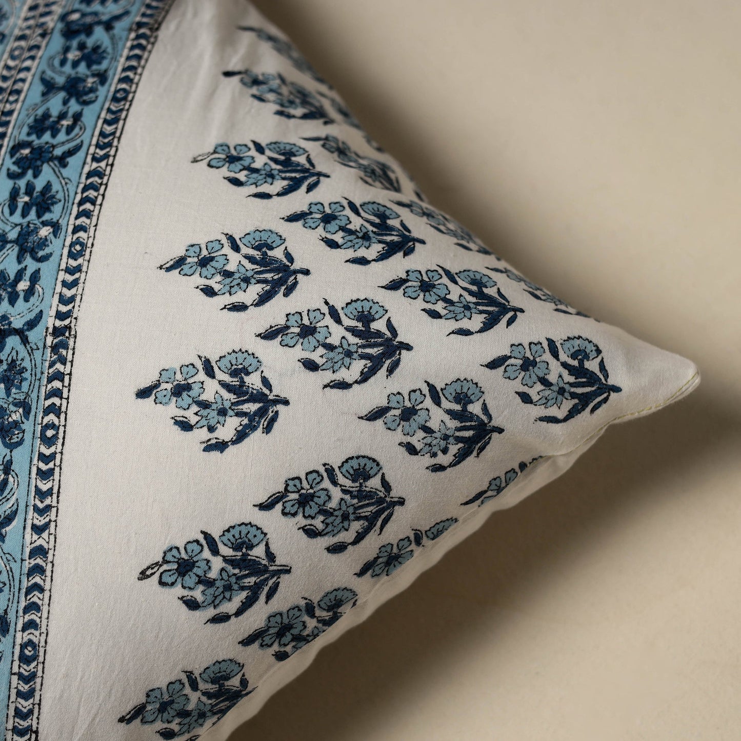 Hand sanganeri floral cushion cover 09 - handcrafted