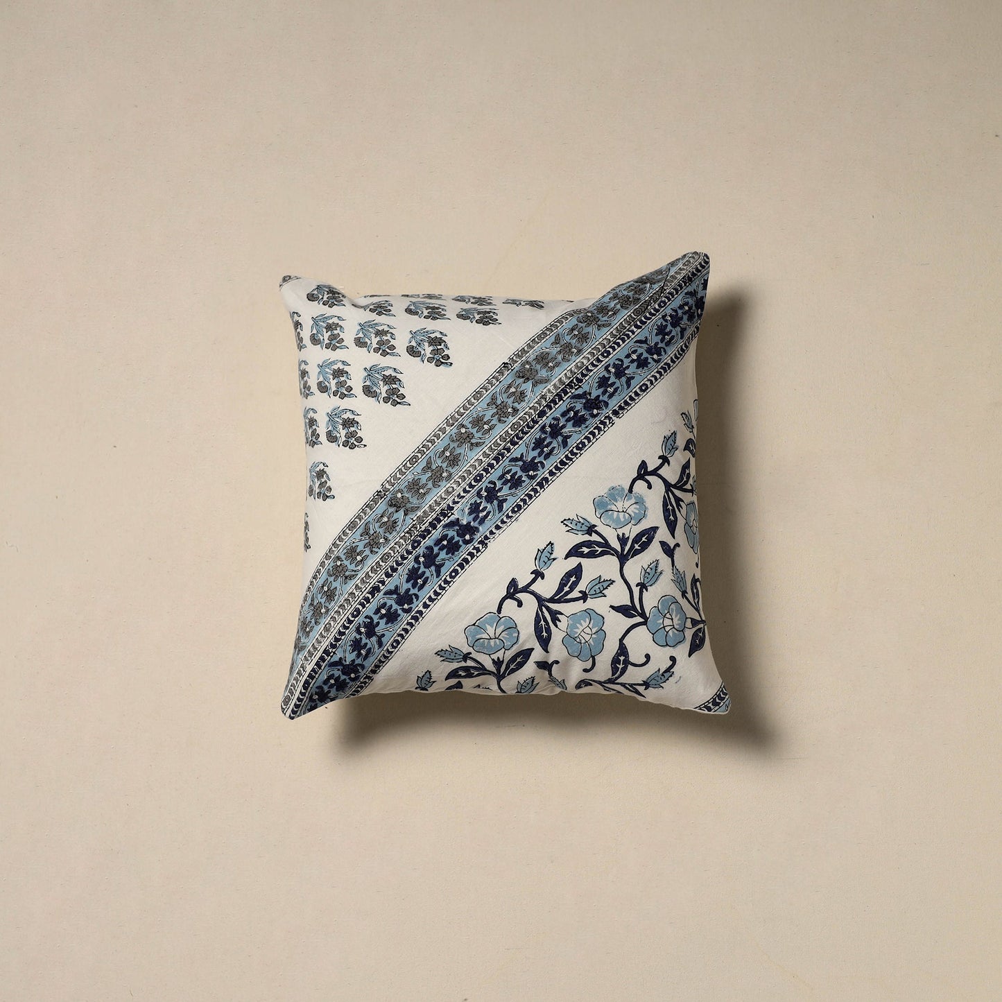 Hand sanganeri floral cushion cover 26 - handcrafted