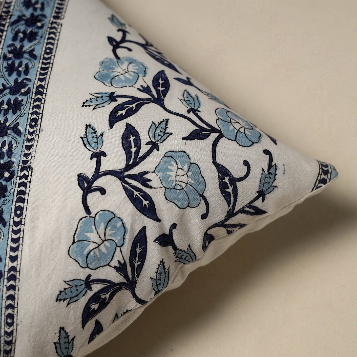 Hand sanganeri floral cushion cover 26 - handcrafted
