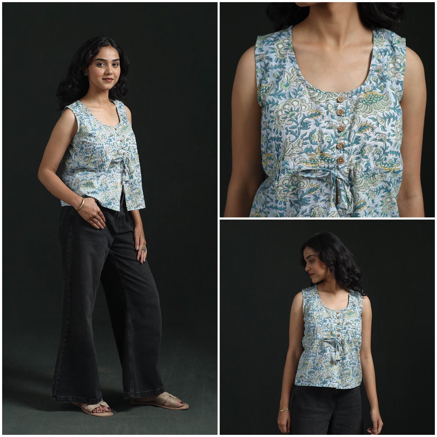 Hand block sanganeri print cotton floral crop top 20