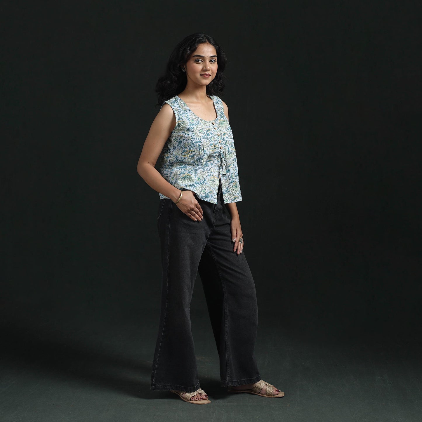 Hand block sanganeri print cotton floral crop top 20