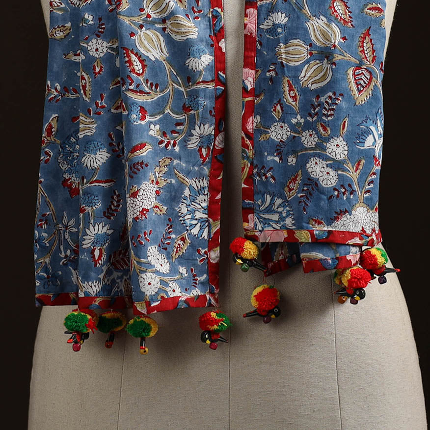 Hand cotton sanganeri stole 10 - handcrafted