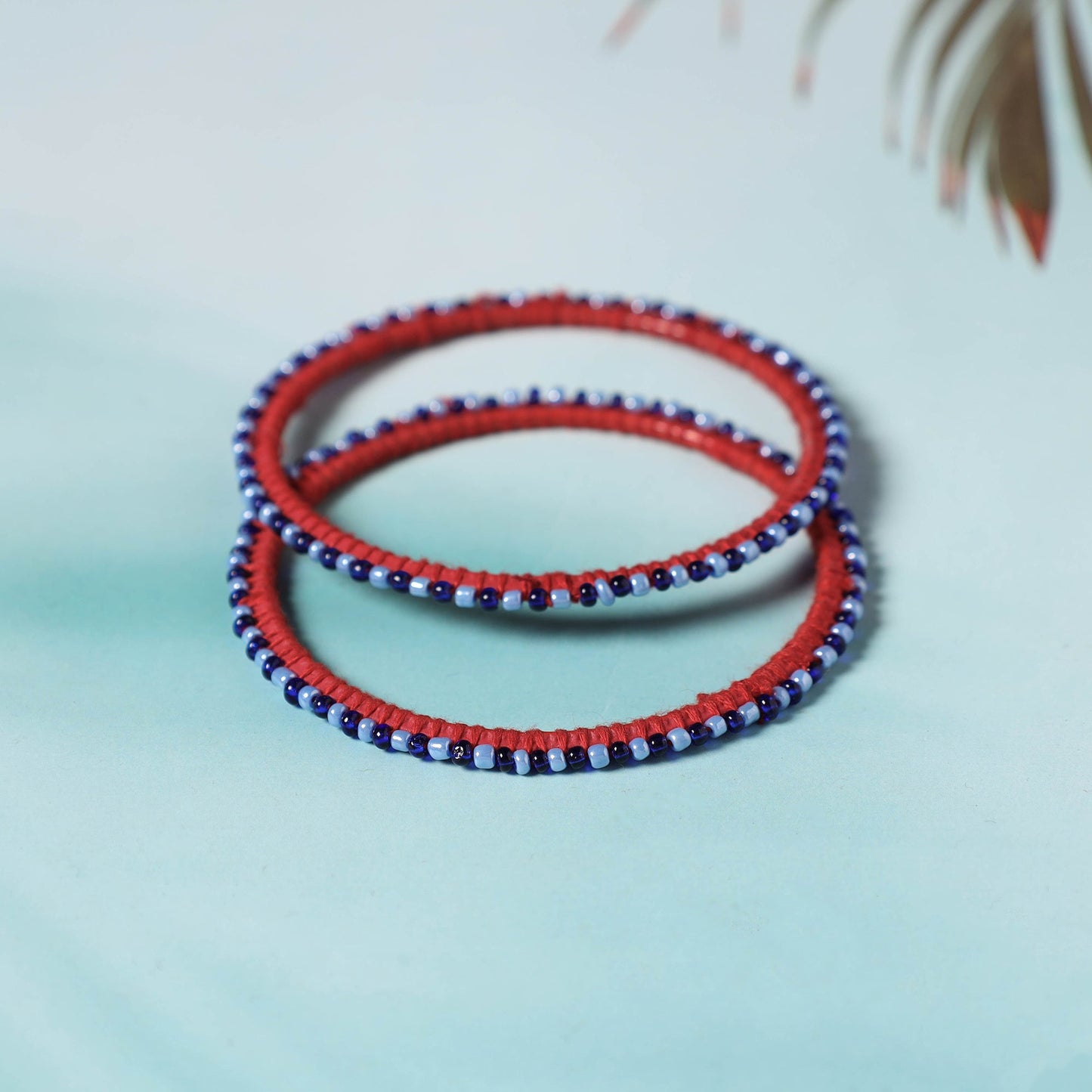 Hand Embroidered Beadwork Bangle (Set of 2)