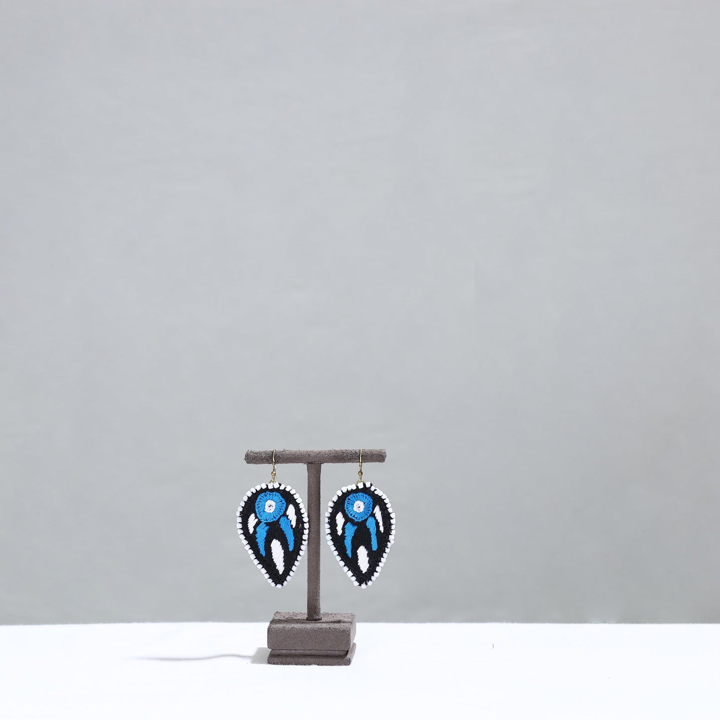 Hand Embroidered Fabart Beadwork Earrings by Rangila Dhaga