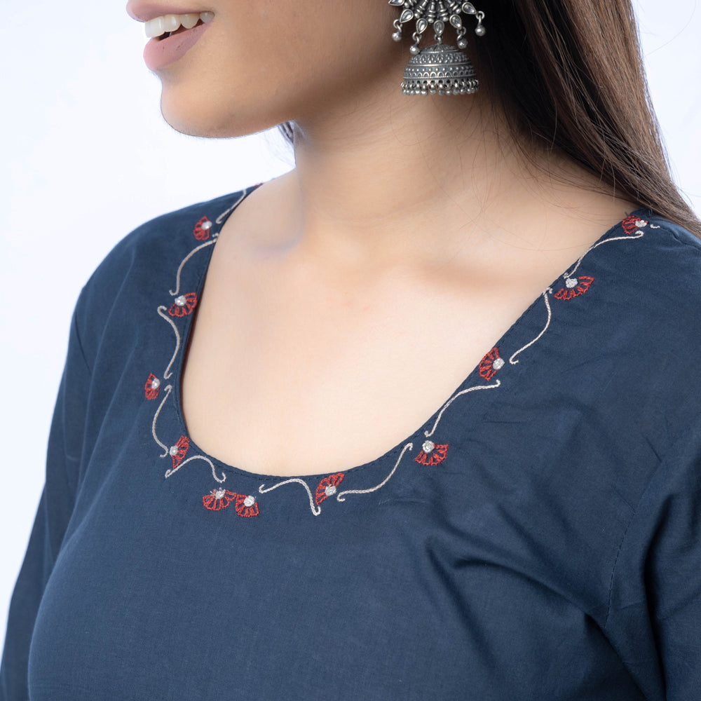 iTokri Casuals - Hand Embroidered Cotton Long Kurta