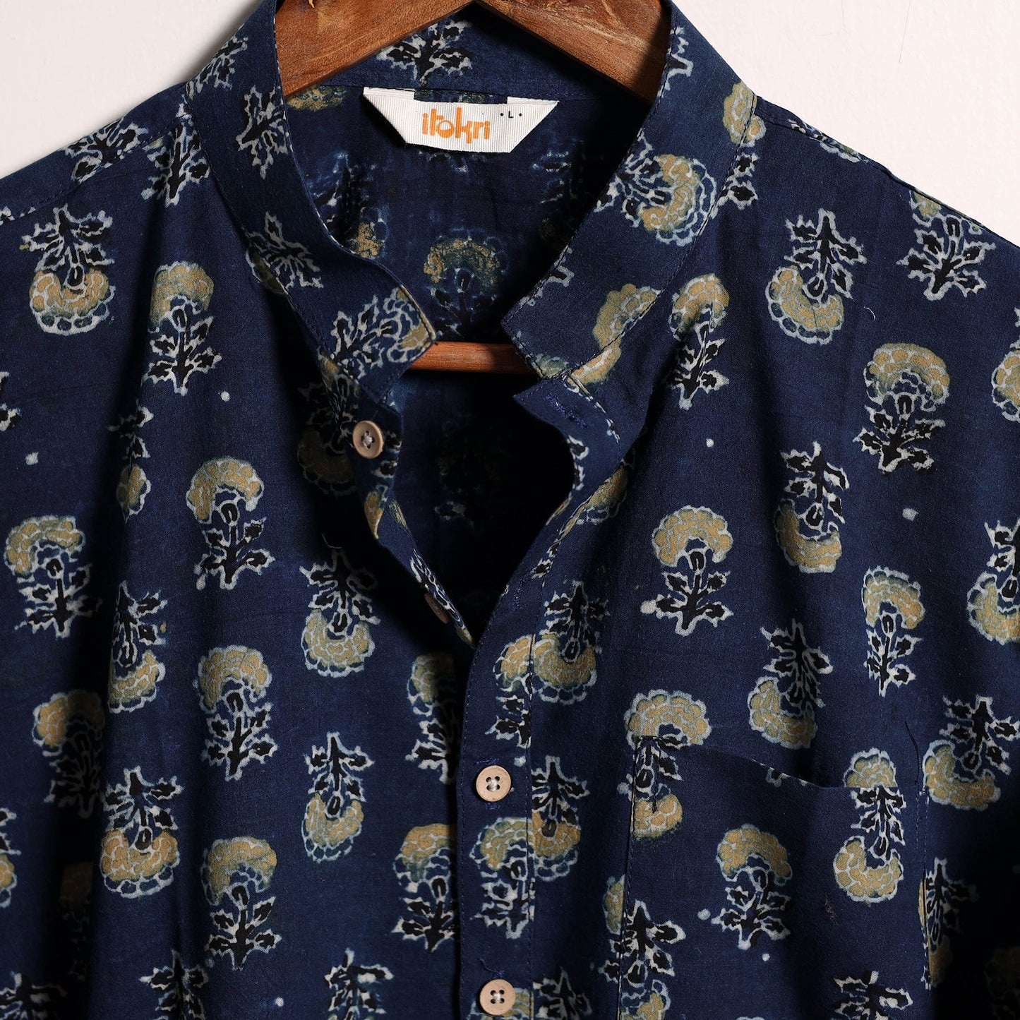 Hand natural dyed cotton short kurta for men 10