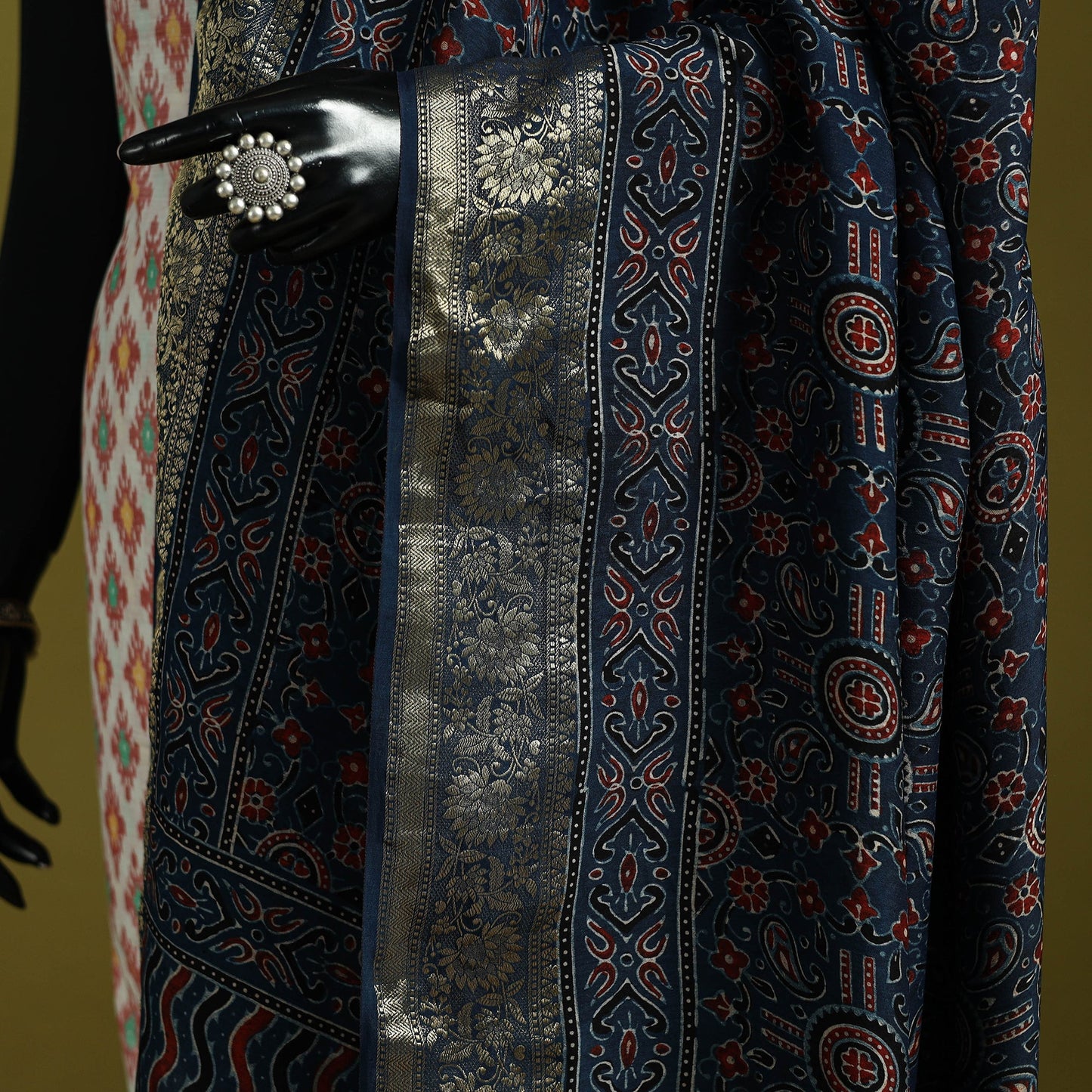 Hand natural dyed dola silk zari border dupatta