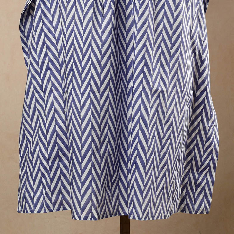 Hand Block Printed Cotton Kaftan with Tie-Up Waist
