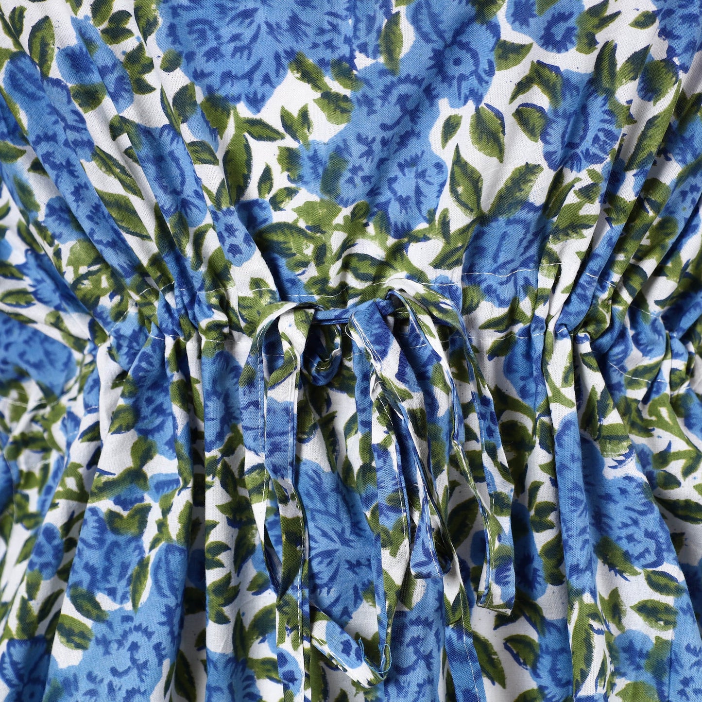 Hand Block Printed Cotton Kaftan with Tie-Up Waist