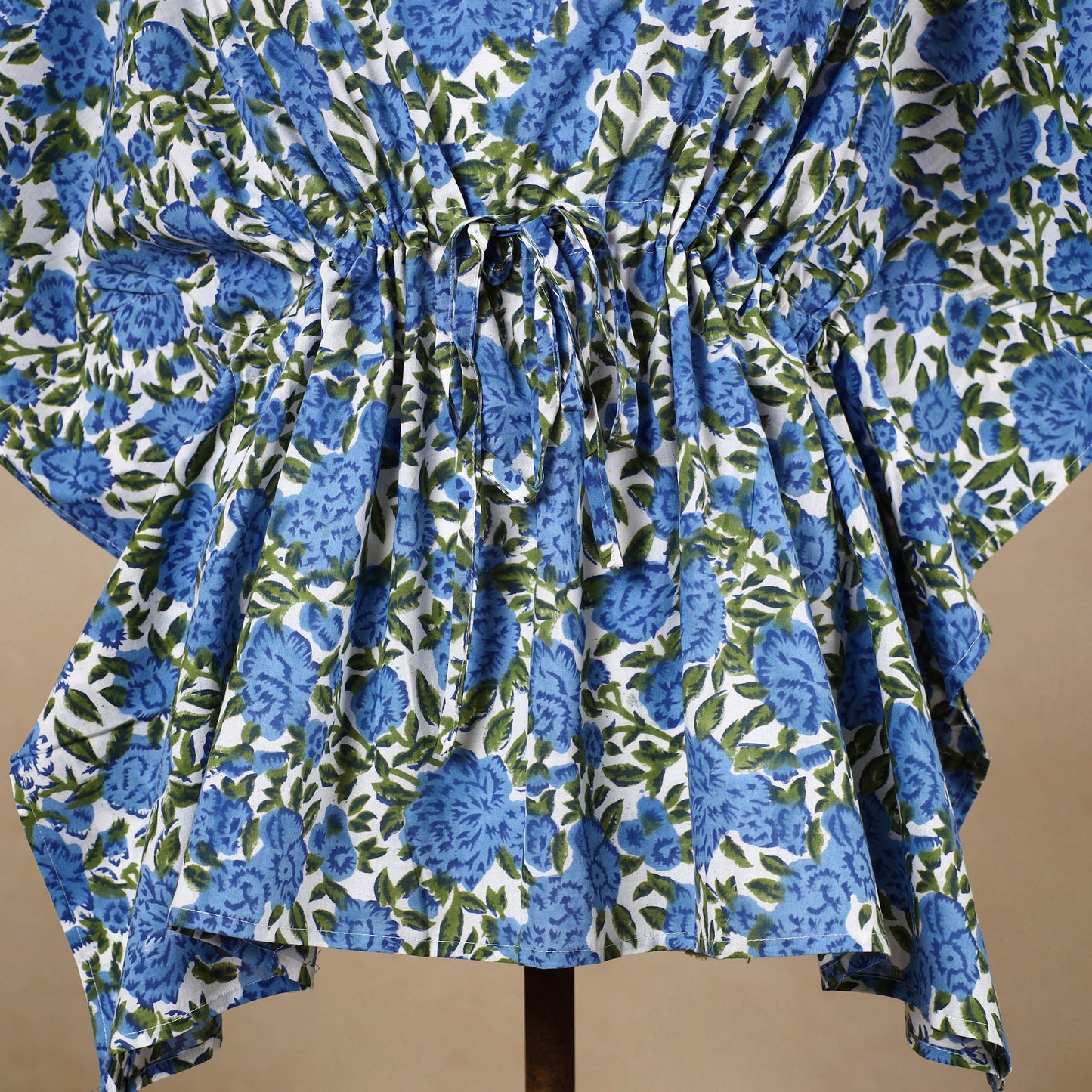 Hand Block Printed Cotton Kaftan with Tie-Up Waist
