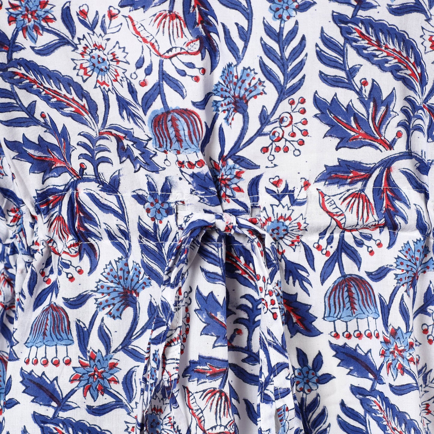 Hand Block Printed Cotton Kaftan with Tie-Up Waist