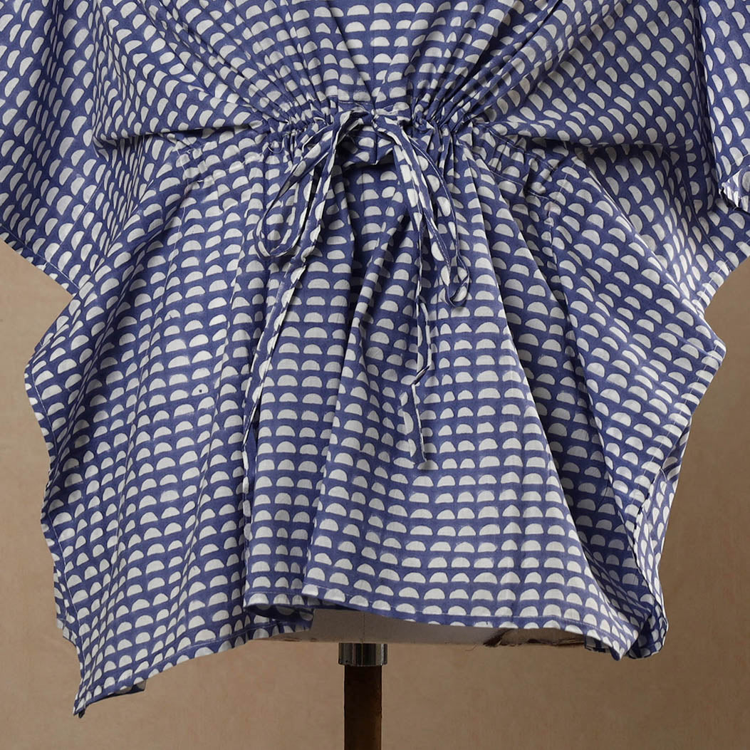 Buy Hand Block Printed Cotton Kaftan with Tie-Up Waist l iTokri.com
