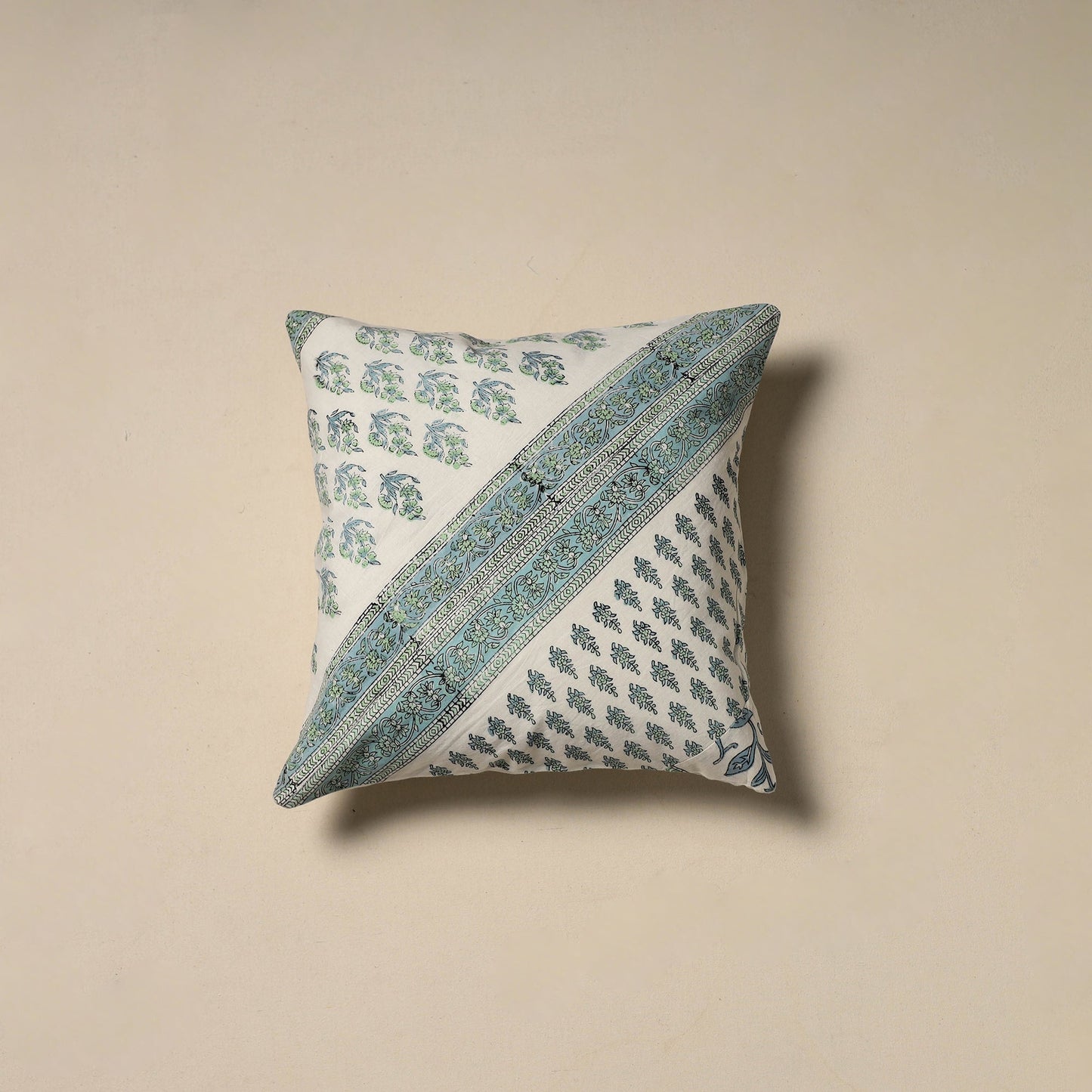 Hand sanganeri floral cushion cover 18 - handcrafted