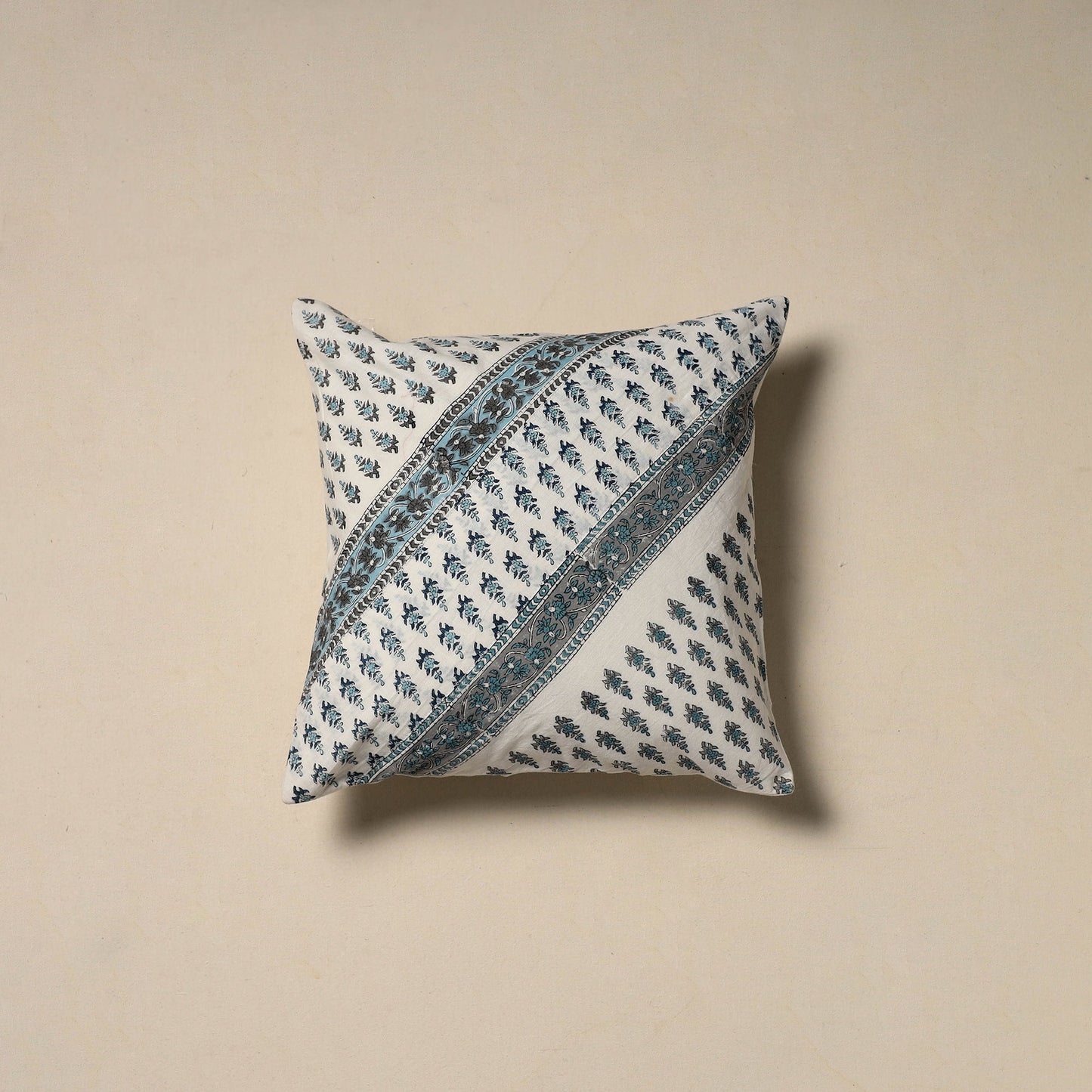 Hand sanganeri floral cushion cover 27 - handcrafted