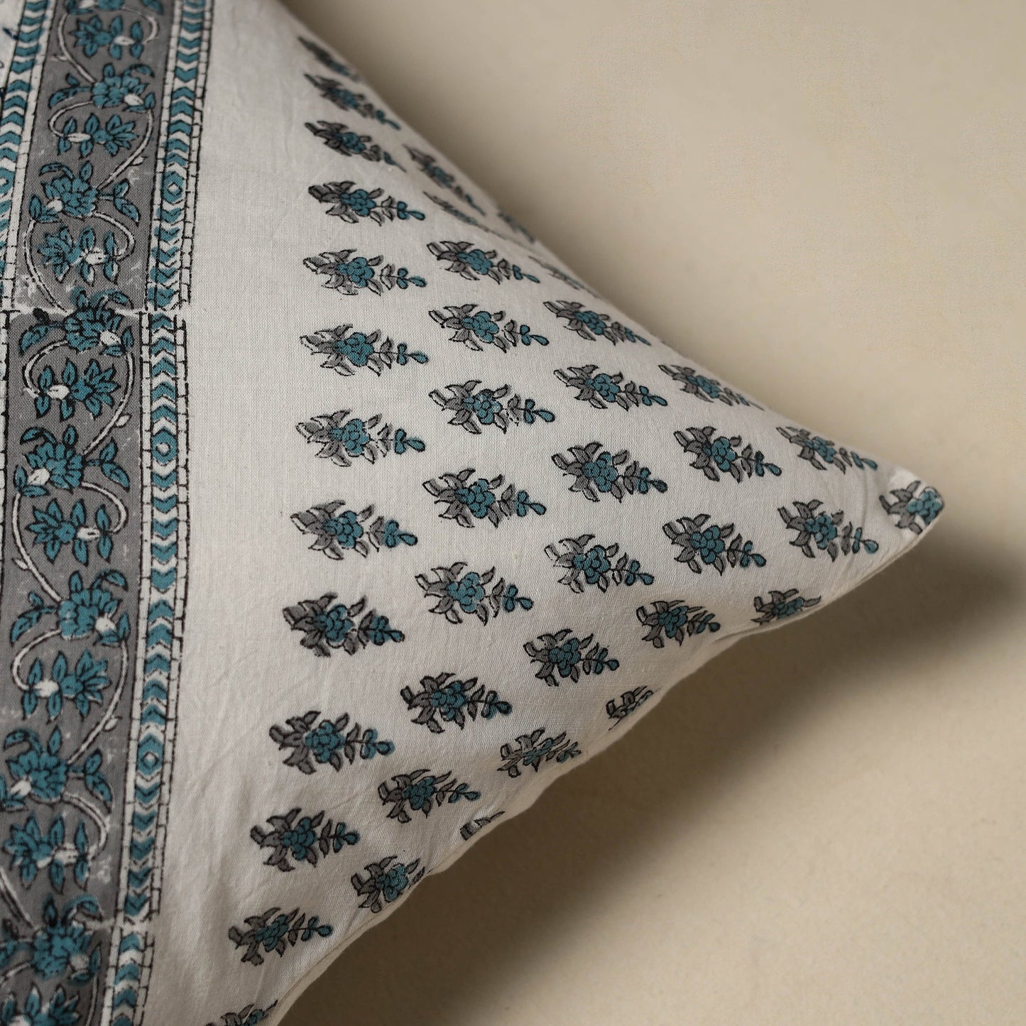 Hand sanganeri floral cushion cover 27 - handcrafted