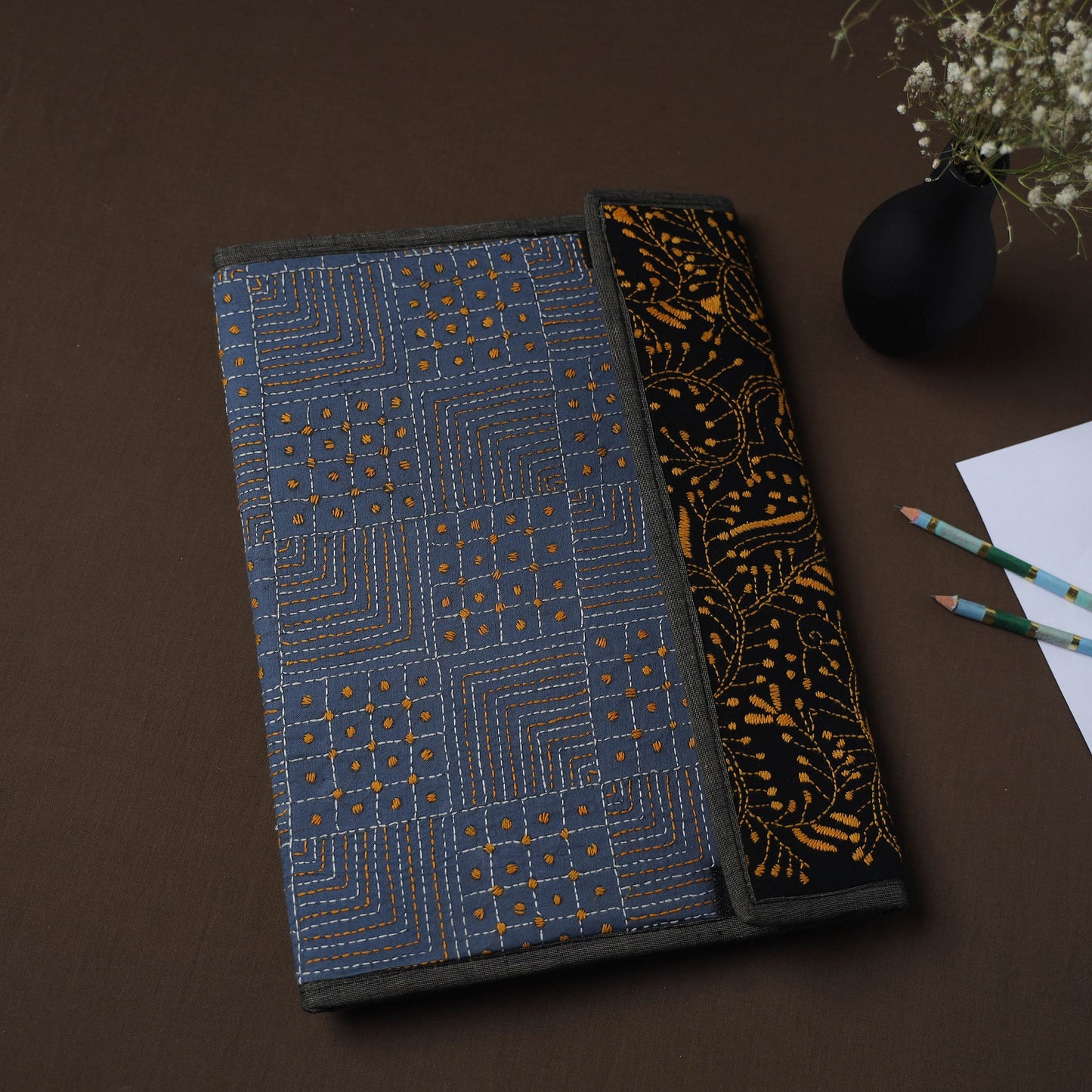 Handcrafted Bengal Kantha Work File Folder