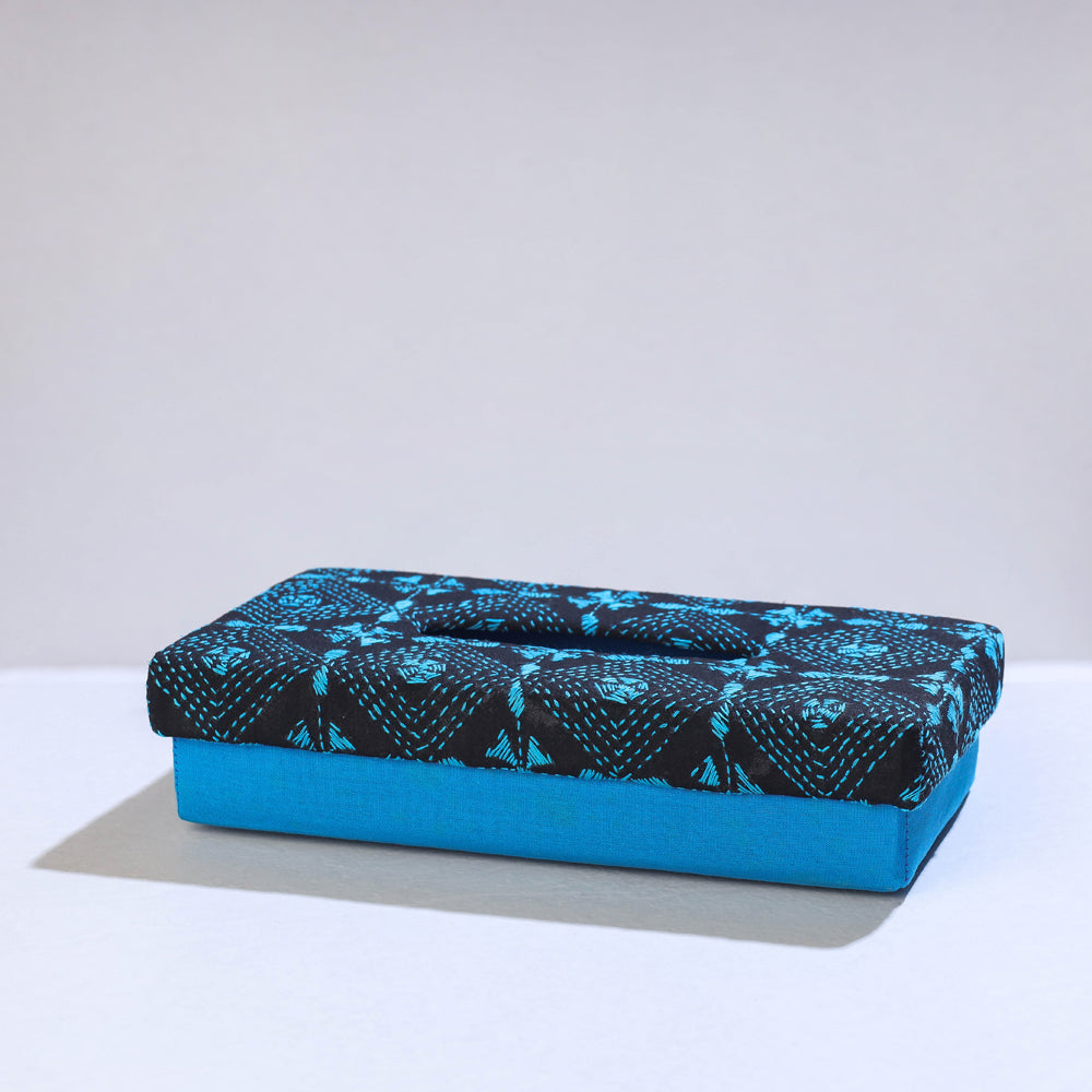 Blue Bengal Kantha Work Handcrafted Tissue Box