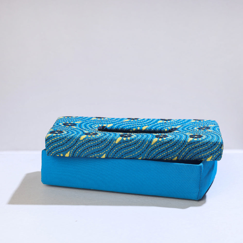 Blue Bengal Kantha Work Handcrafted Tissue Box