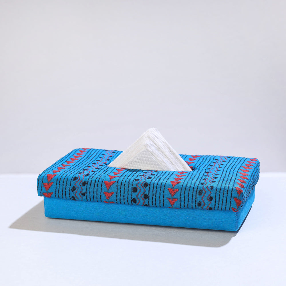 Blue Bengal Kantha Work Handcrafted Tissue Box
