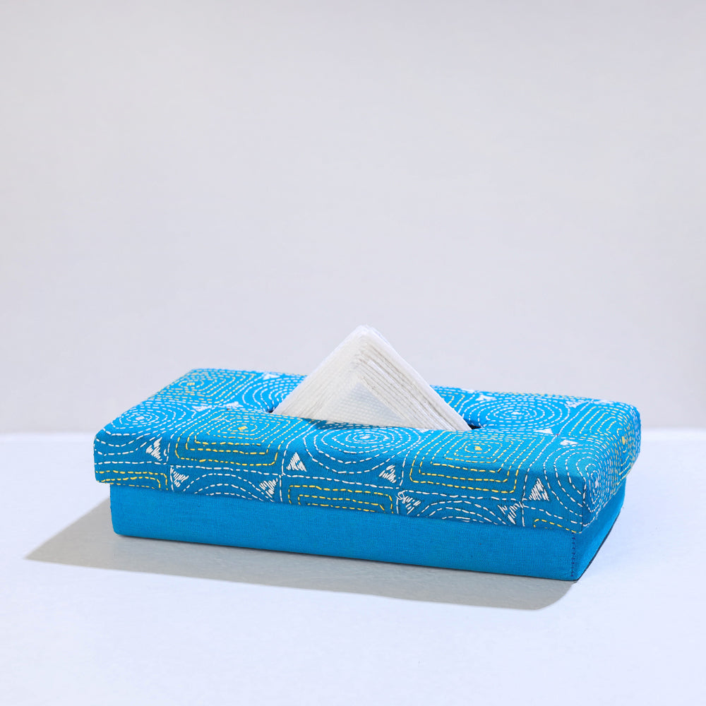 Blue Bengal Kantha Work Handcrafted Tissue Box