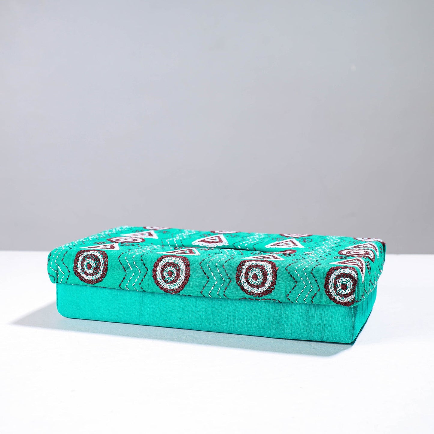 Blue Handcrafted Bengal Kantha Work Tissue Box