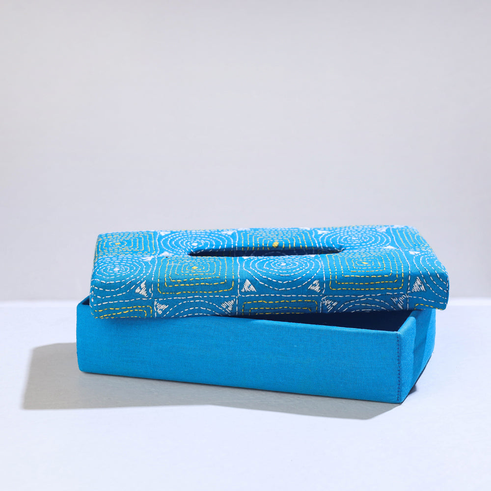 Blue Bengal Kantha Work Handcrafted Tissue Box