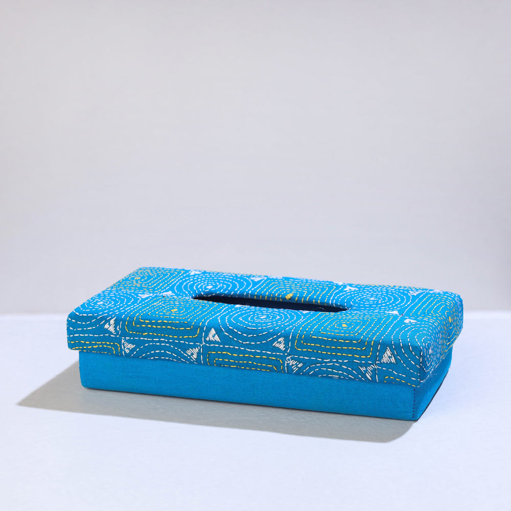 Blue Bengal Kantha Work Handcrafted Tissue Box
