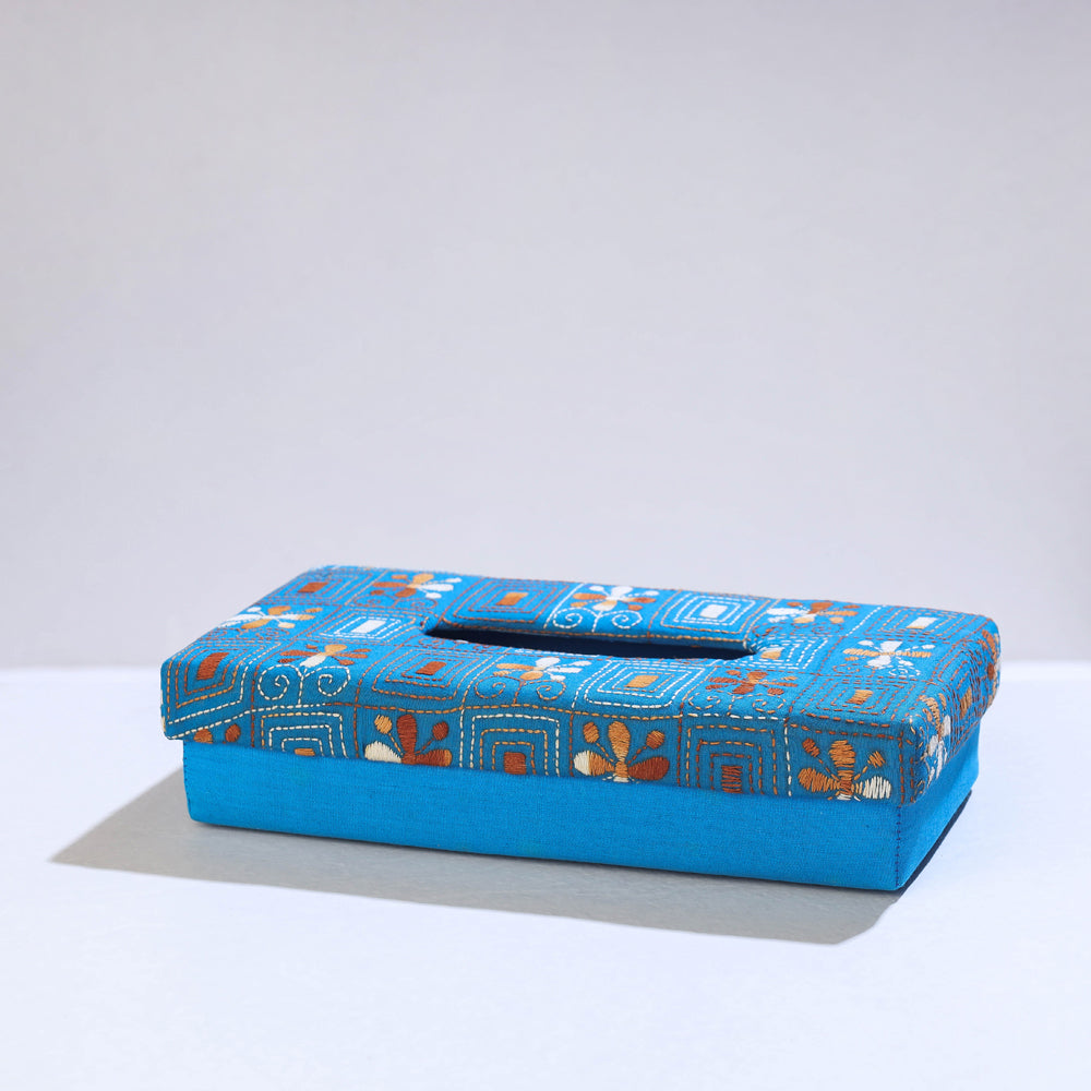 Blue Bengal Kantha Work Handcrafted Tissue Box