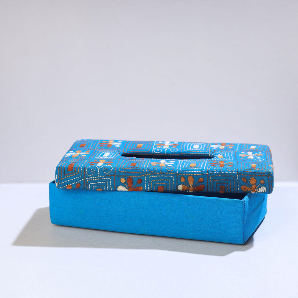 Blue Bengal Kantha Work Handcrafted Tissue Box