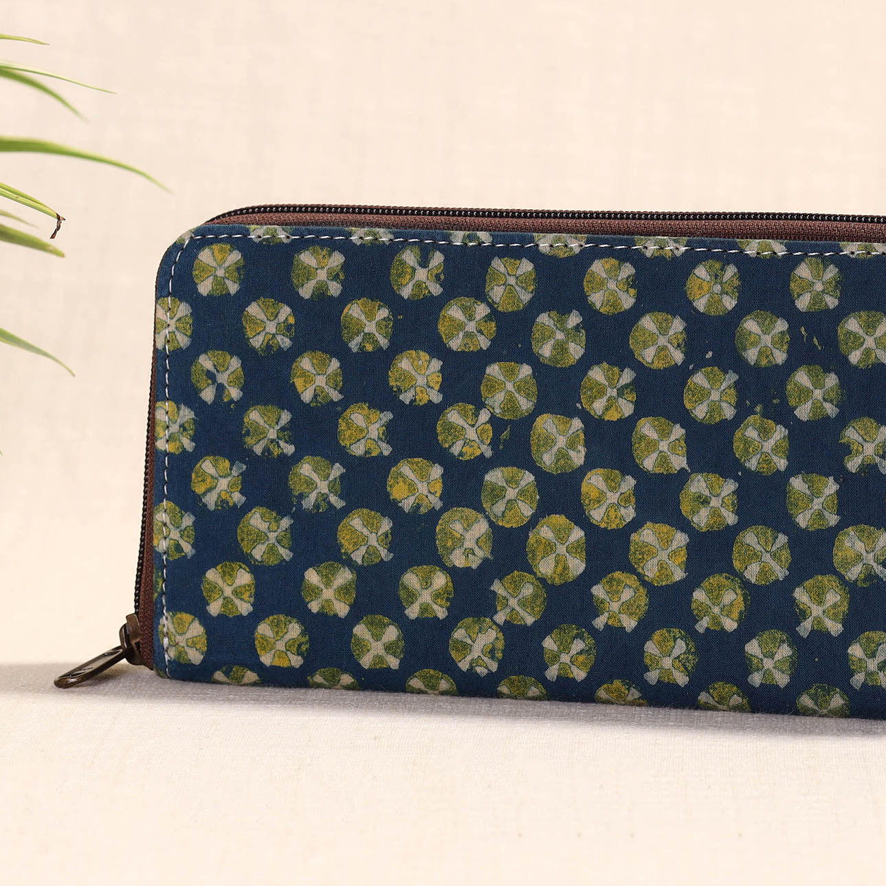 Blue Handcrafted Block Printed Fabric Clutch Wallet