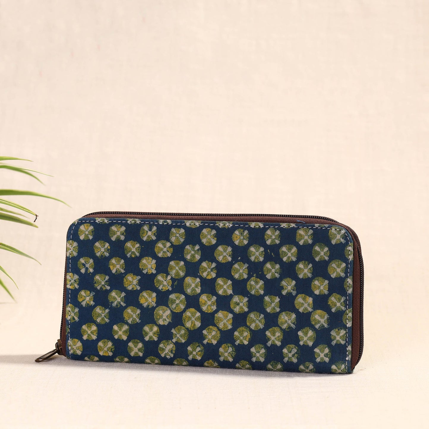 Blue Handcrafted Block Printed Fabric Clutch Wallet