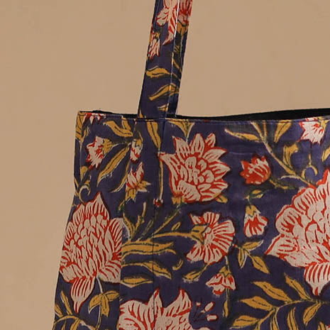 Blue - handcrafted cotton jhola bag 37