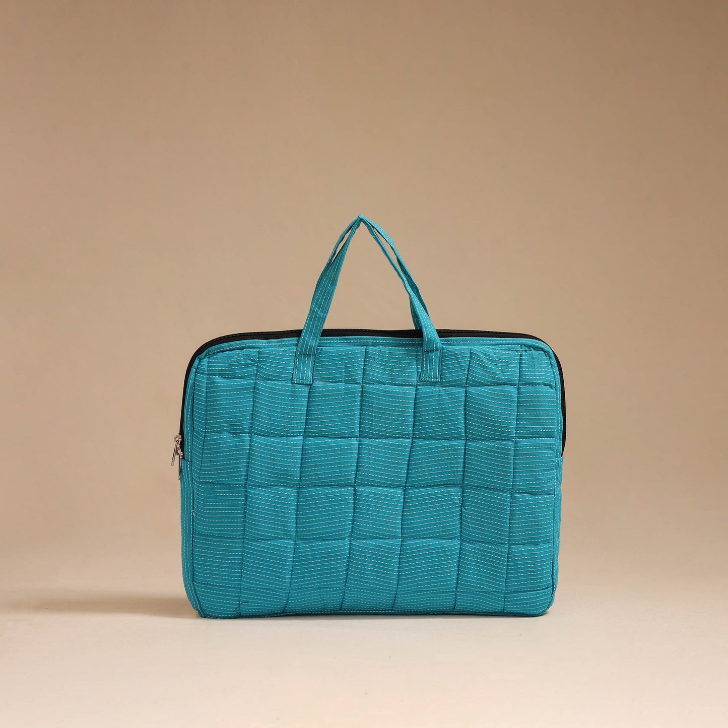 Blue - handcrafted cotton quilted laptop bag 14