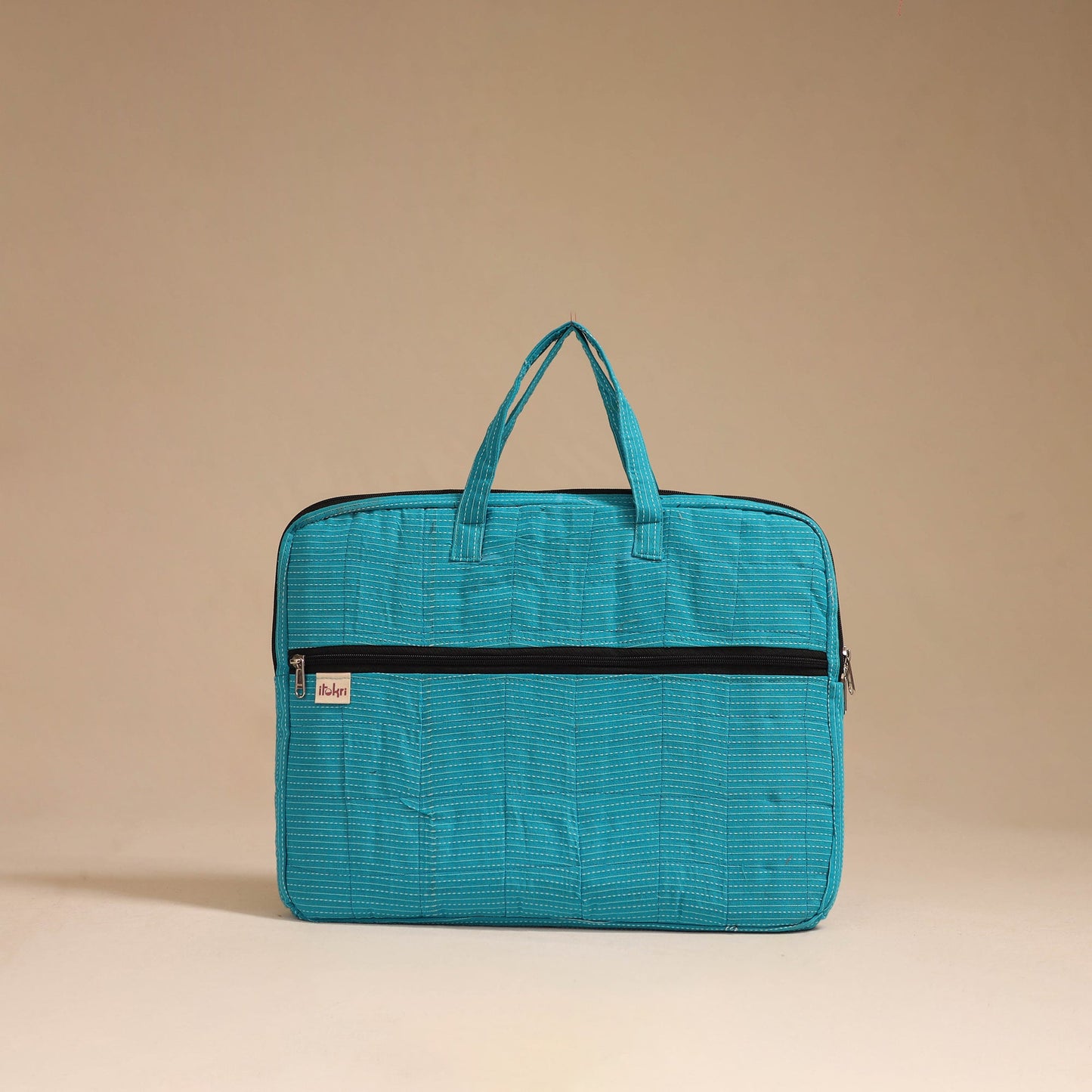 Blue - handcrafted cotton quilted laptop bag 14