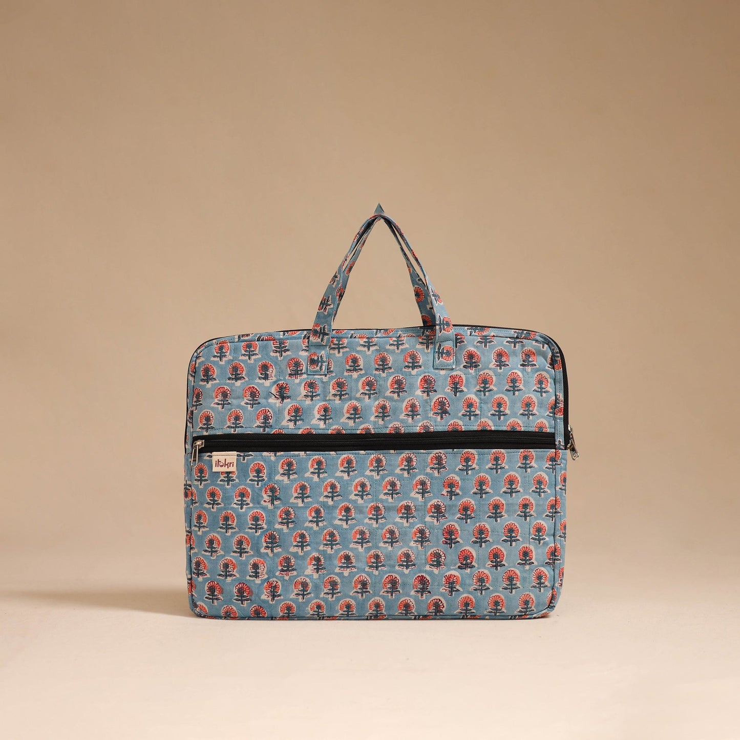Blue - handcrafted cotton quilted laptop bag 15