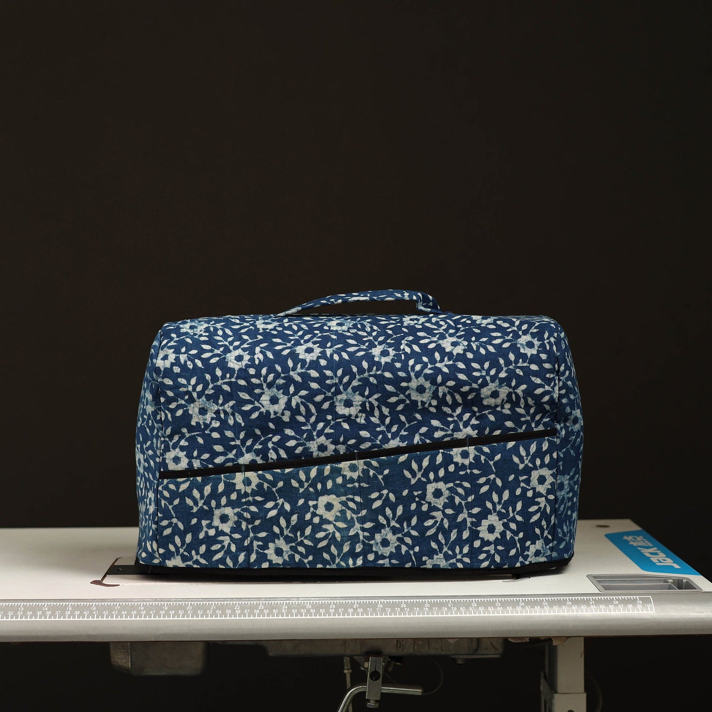 Blue Handcrafted Cotton Sewing Machine Cover
