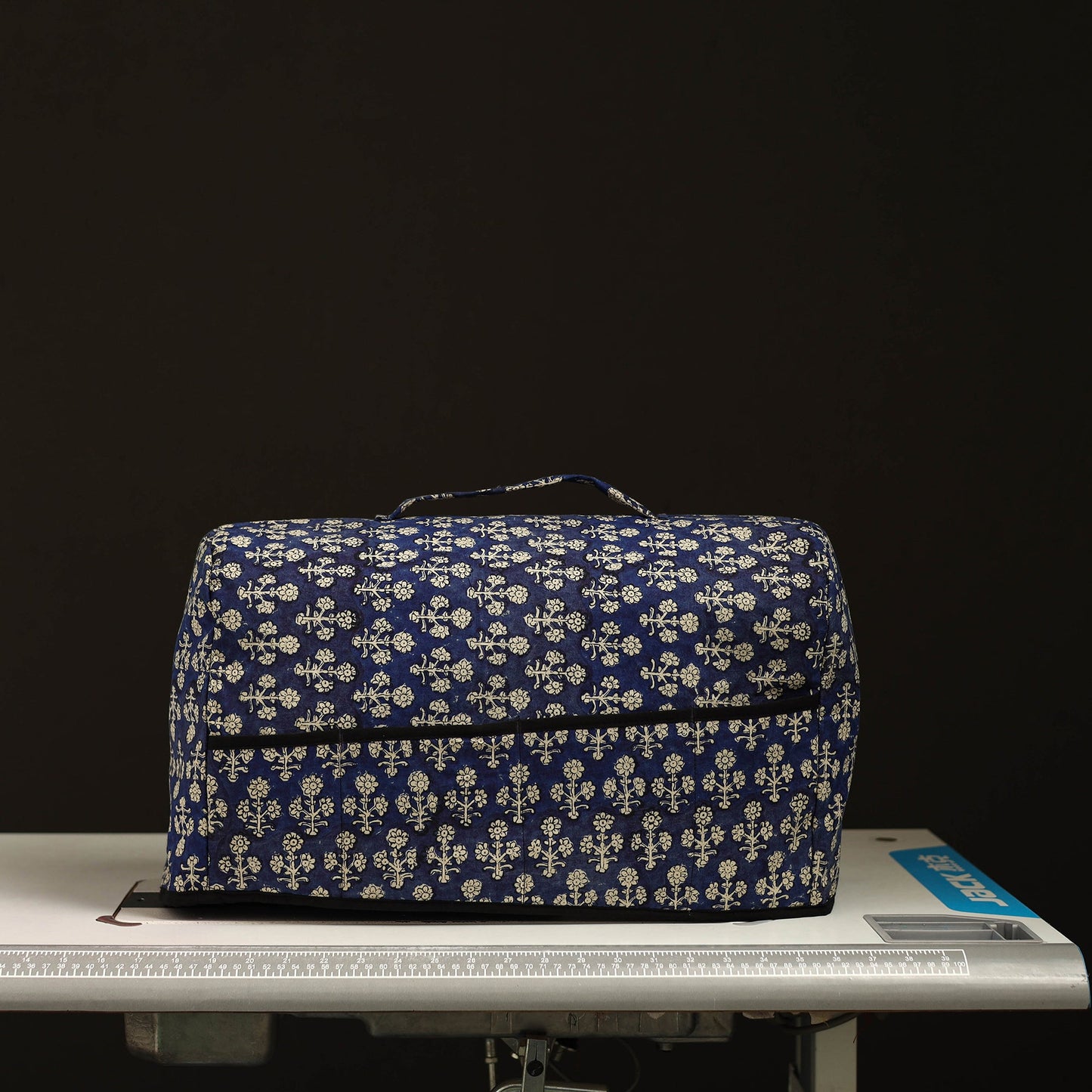 Blue Handcrafted Cotton Sewing Machine Cover